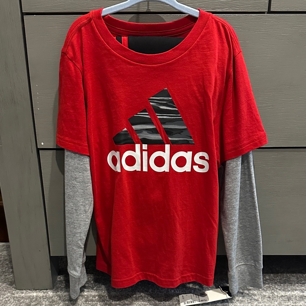 Adidas Kids Set Red and Gray Long Sleeve Shirt and Sweatpants Size 6